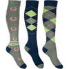 HKM Calze da Equitazione Cardiff Blu Navy/Verde Oliva