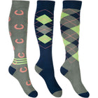 HKM Calze da Equitazione Cardiff Blu Navy/Verde Oliva