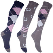 HKM Calze da Equitazione Cardiff Grigio/Blu