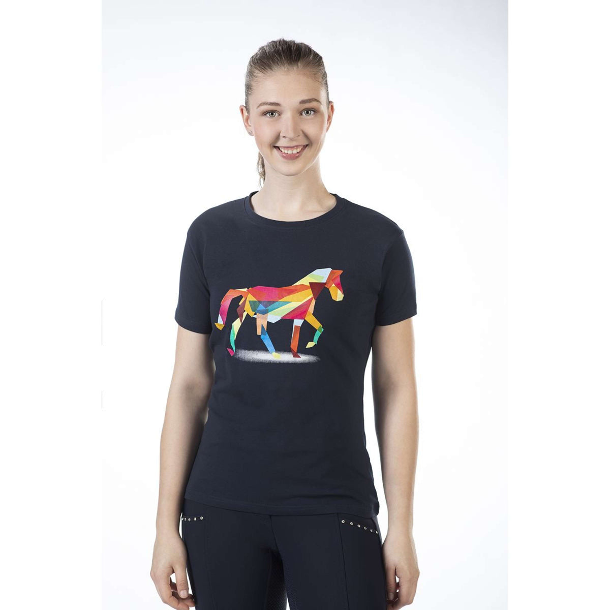 HKM T-Shirt Colourful Horse Blu scuro