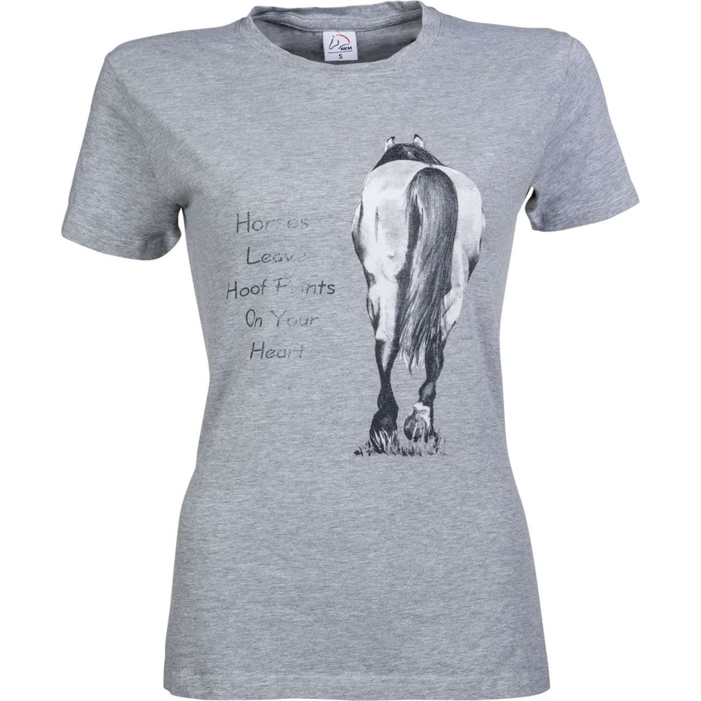 HKM Maglietta Horses leave Hoofprints Maniche Corte Grigio
