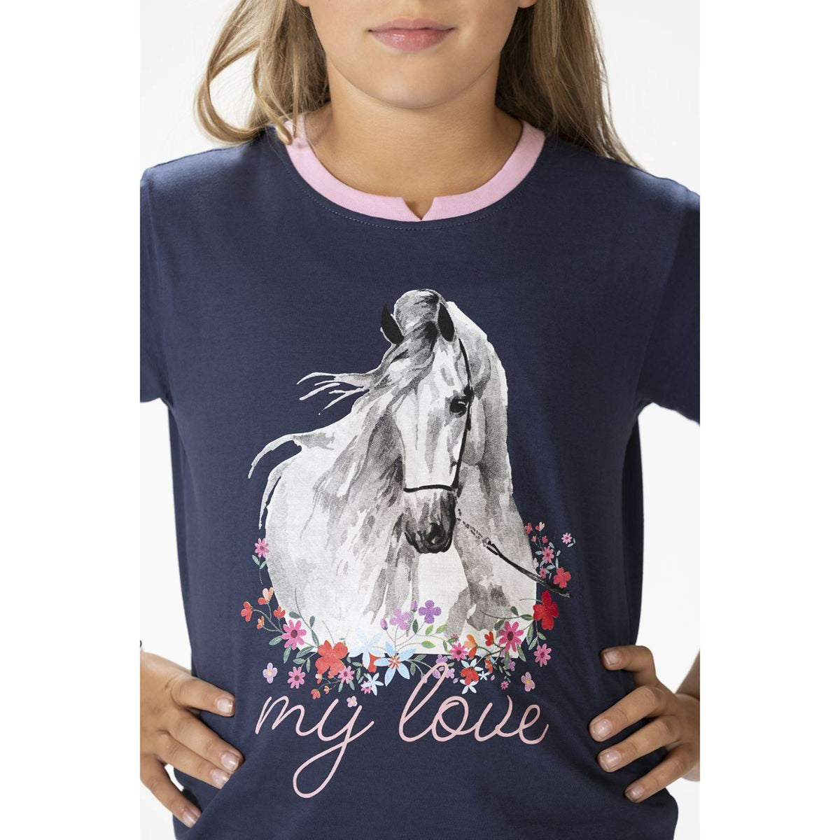 HKM T-Shirt Horse Spirit Blu scuro