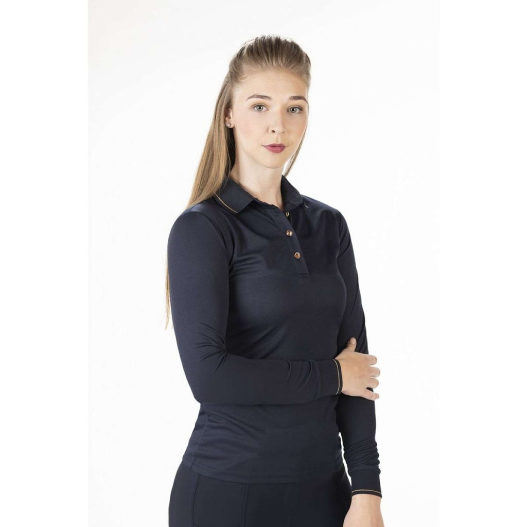 HKM Poloshirt Rosegold Glamour Longsleeve Blu scuro/oro rosa