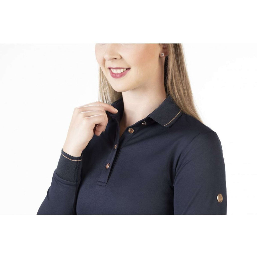 HKM Poloshirt Rosegold Glamour Longsleeve Blu scuro/oro rosa