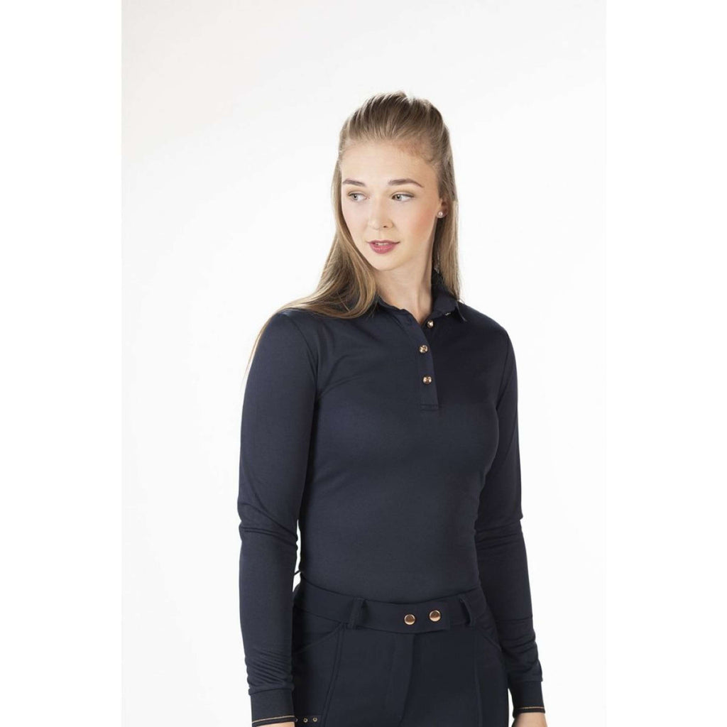 HKM Poloshirt Rosegold Glamour Longsleeve Blu scuro/oro rosa