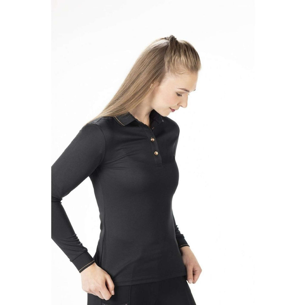 HKM Poloshirt Rosegold Glamour Longsleeve Nero/Oro rosa