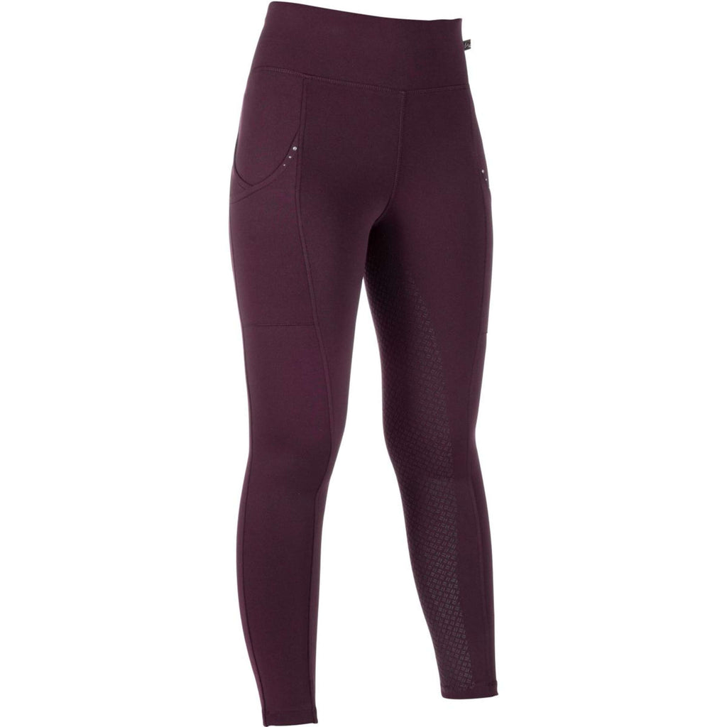 HKM Leggings da Equitazione Cosy II Full Grip Vino rosso