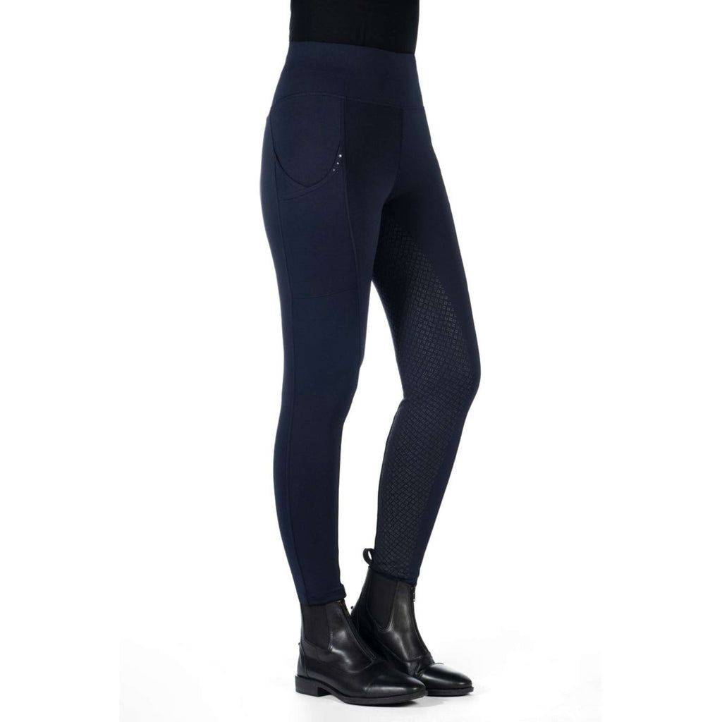 HKM Leggings da Equitazione Cosy II Full Grip Blu scuro