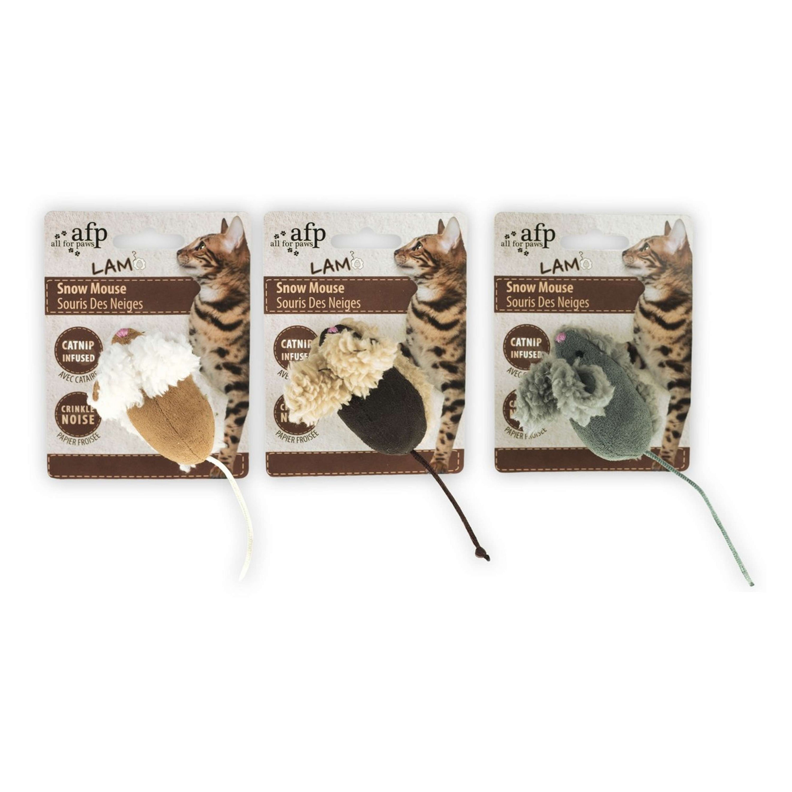 All For Paws Mouse Catnip Lana d'agnello-Neve All For Paws Mouse Catnip Lana d'agnello-Neve