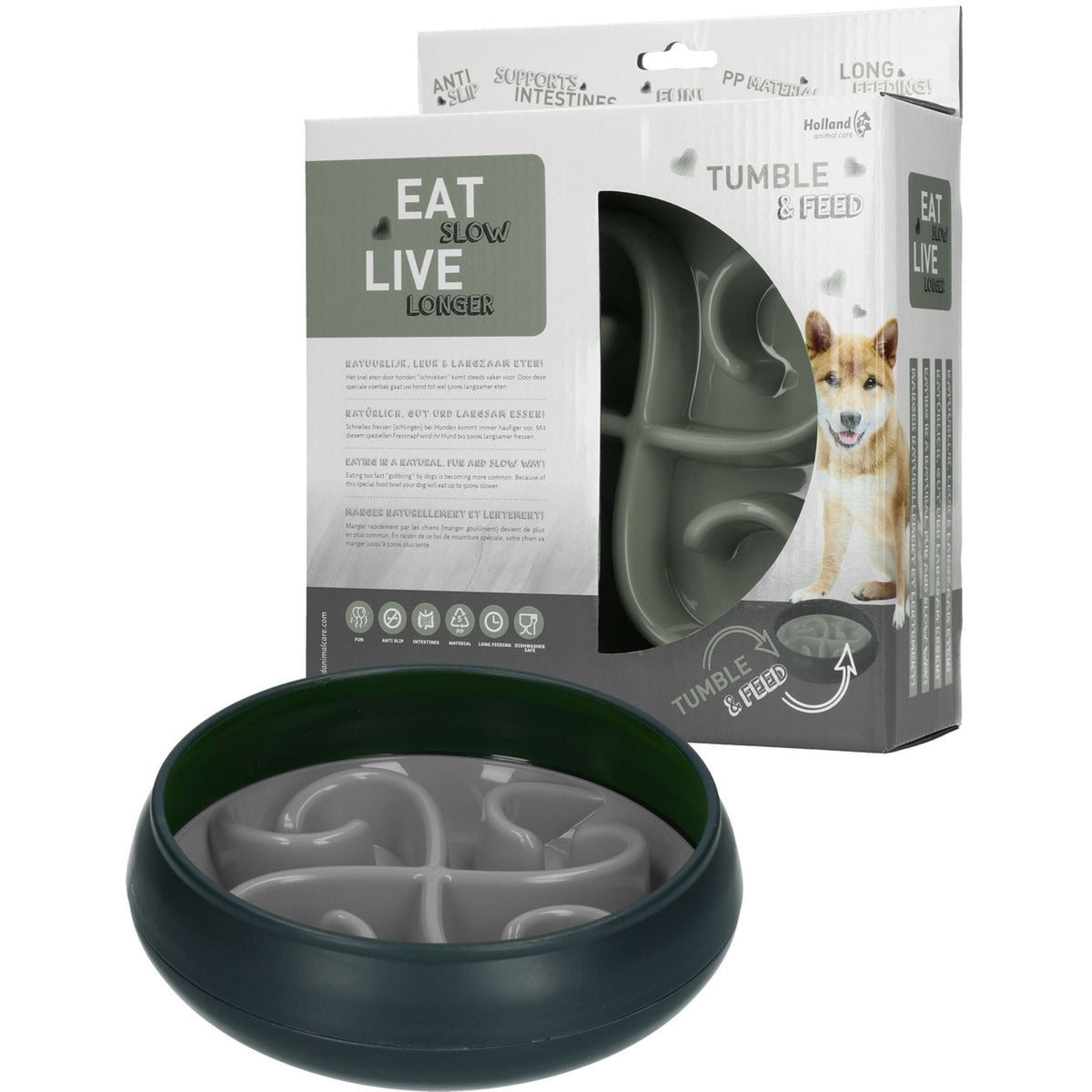 Eat Slow Live Longer Tumble Feeder Grigio
