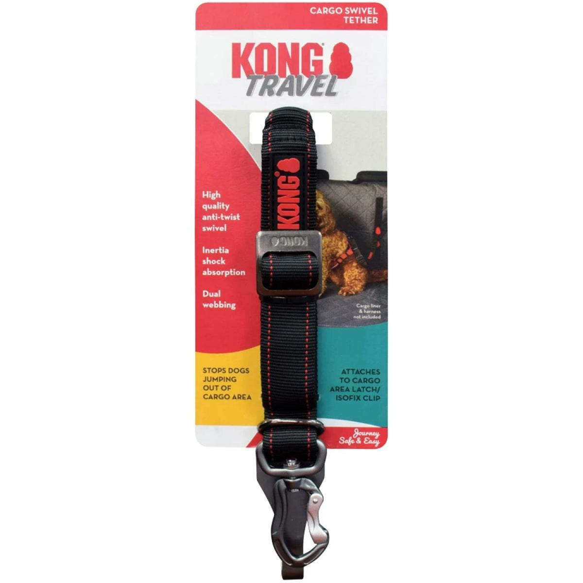 KONG Cintura per cane/gatto Swivel Tether Nero