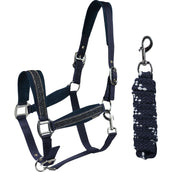 HORKA Set Cavezza Equestrian Pro Crystals & Pearls Blu