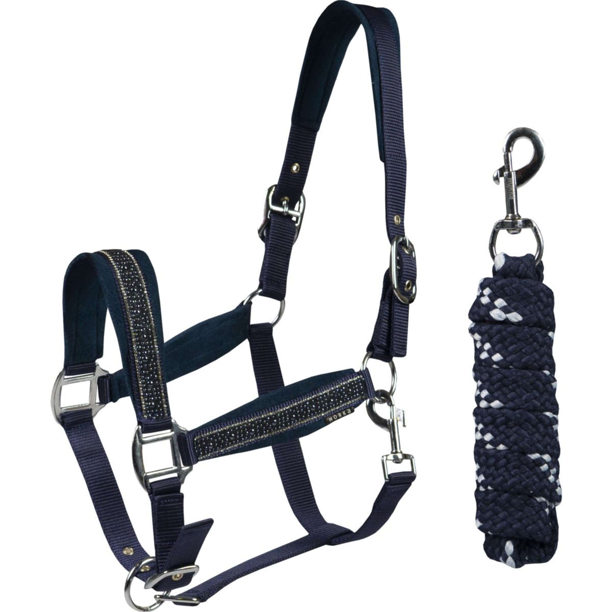 HORKA Set Cavezza Equestrian Pro Crystals & Pearls Blu