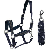 HORKA Set Cavezza Equestrian Pro Crystals & Pearls Blu