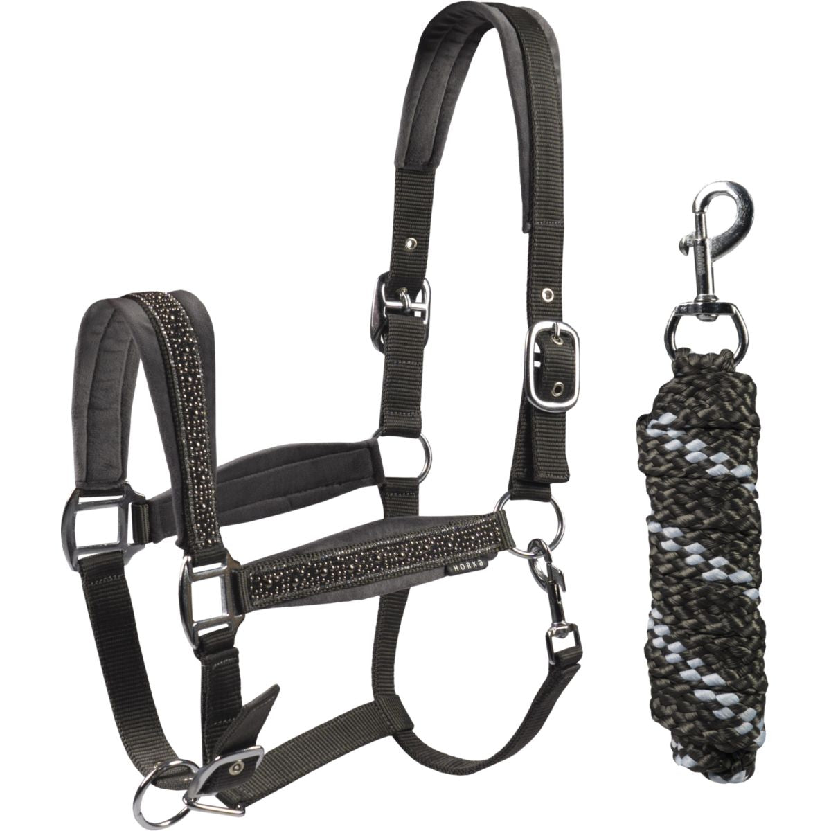 HORKA Set Cavezza Equestrian Pro Crystals & Pearls Granito