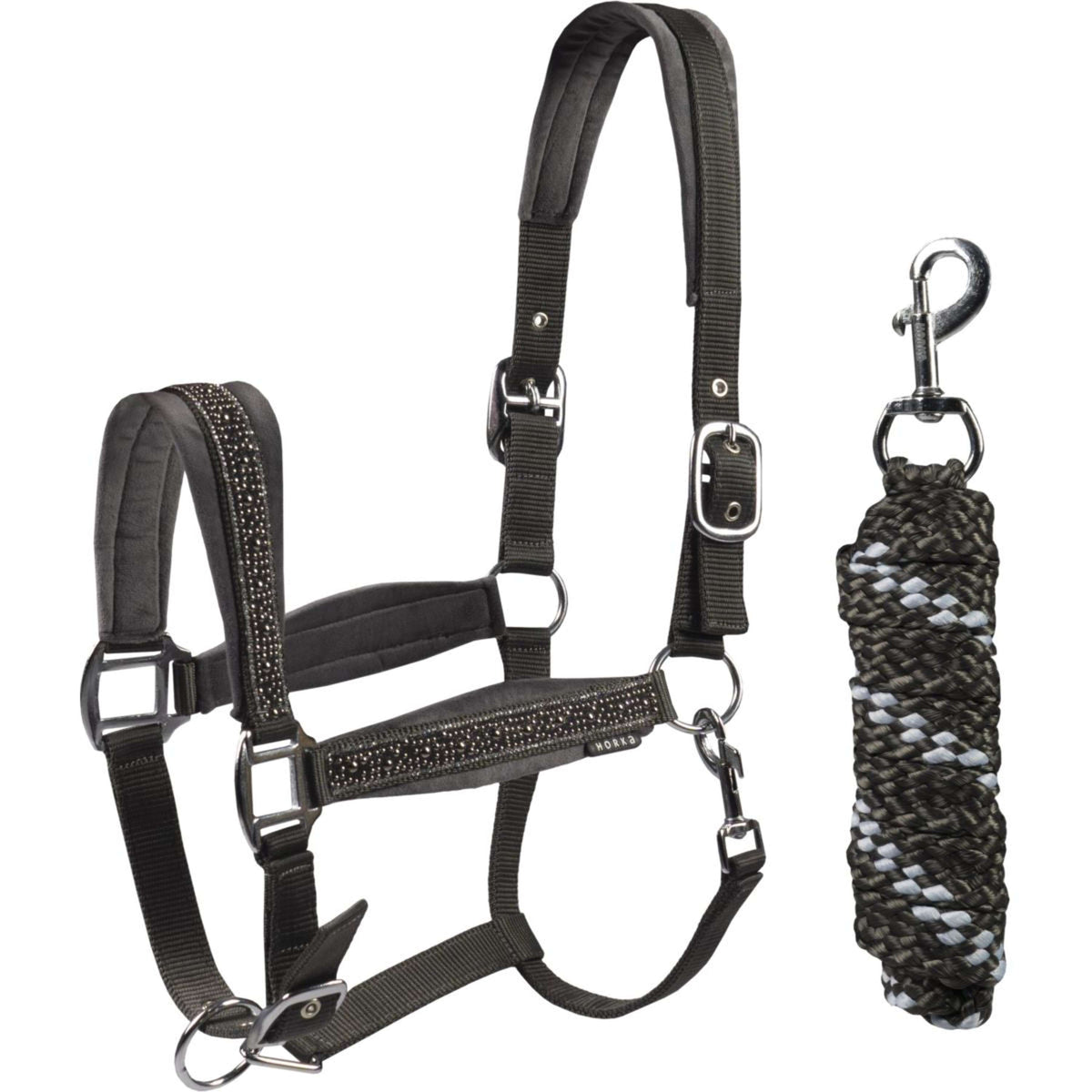 HORKA Set Cavezza Equestrian Pro Crystals & Pearls Granito