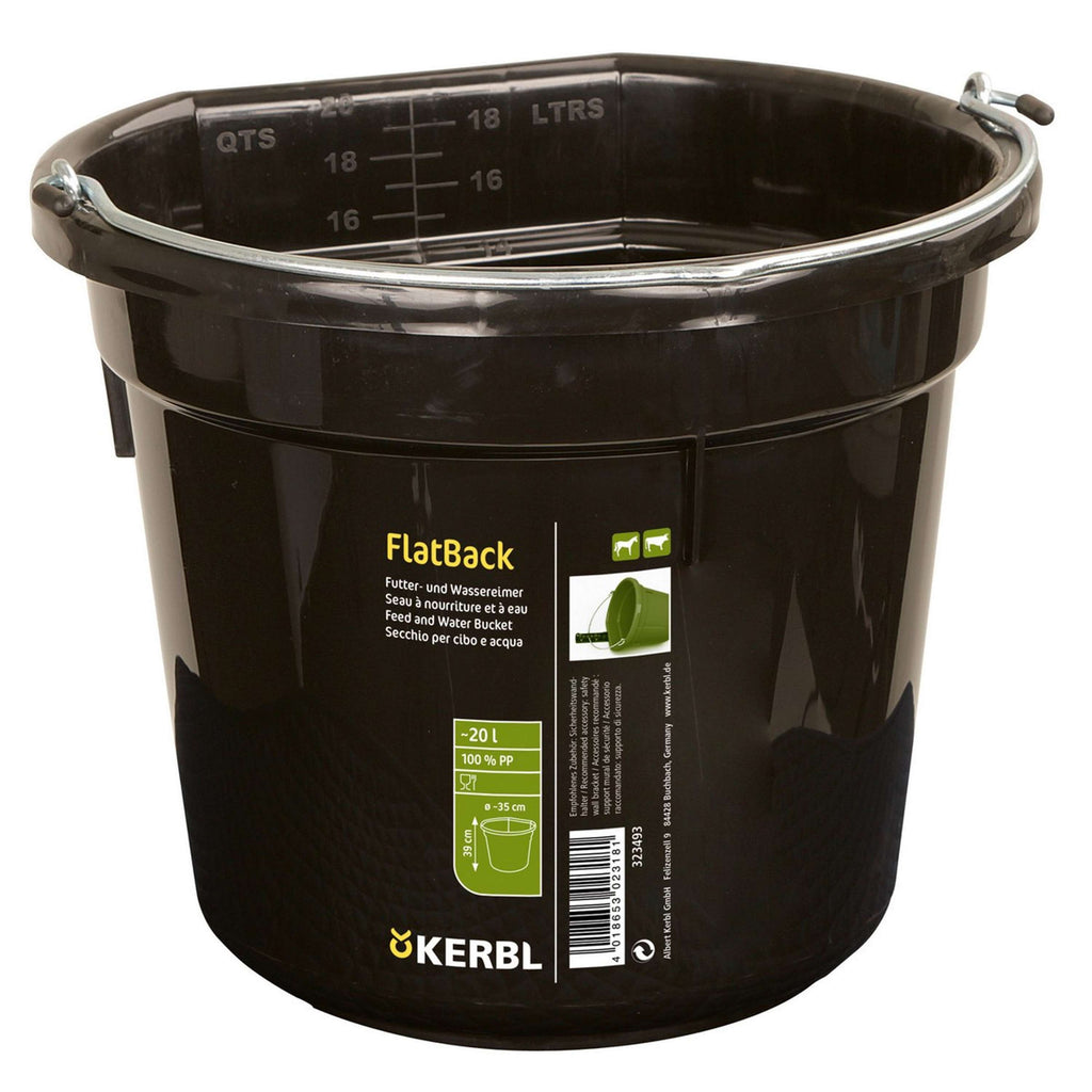 Kerbl Secchio per Mangime e Acqua Flat Back Nero