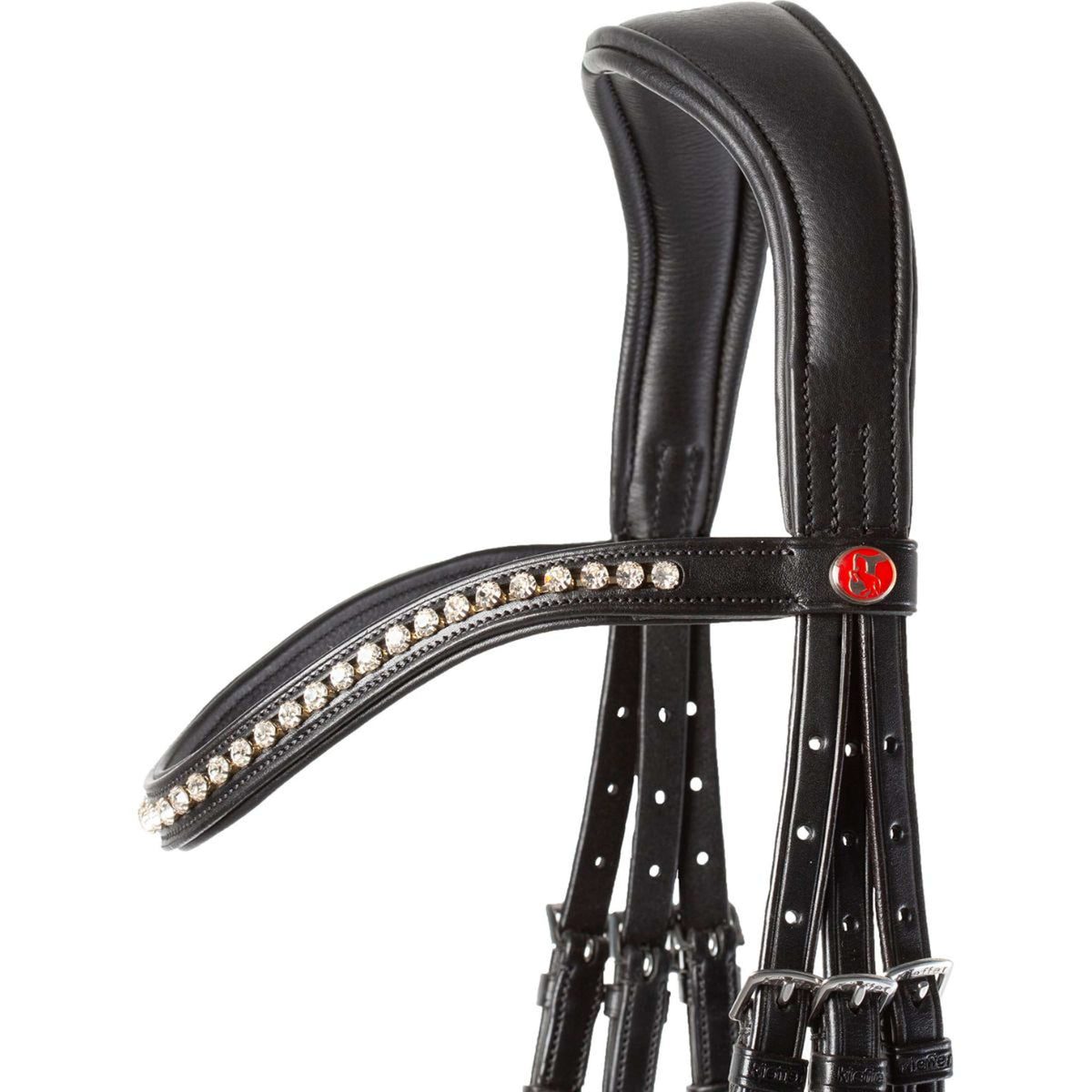 Kieffer Testiera Ultrasoft Sue con Cristalli Nero/Marrone chiaro