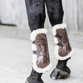 Kentucky Horsewear Stinchiere Bamboo Elastic Vegan Sheepskin Marrone