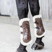 Kentucky Horsewear Stinchiere Bamboo Elastic Vegan Sheepskin Marrone