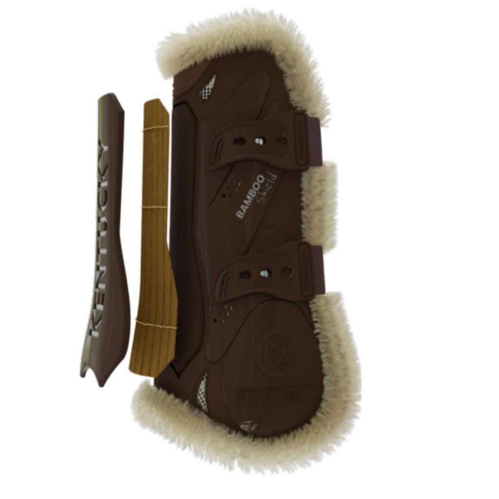 Kentucky Horsewear Stinchiere Bamboo Elastic Vegan Sheepskin Marrone