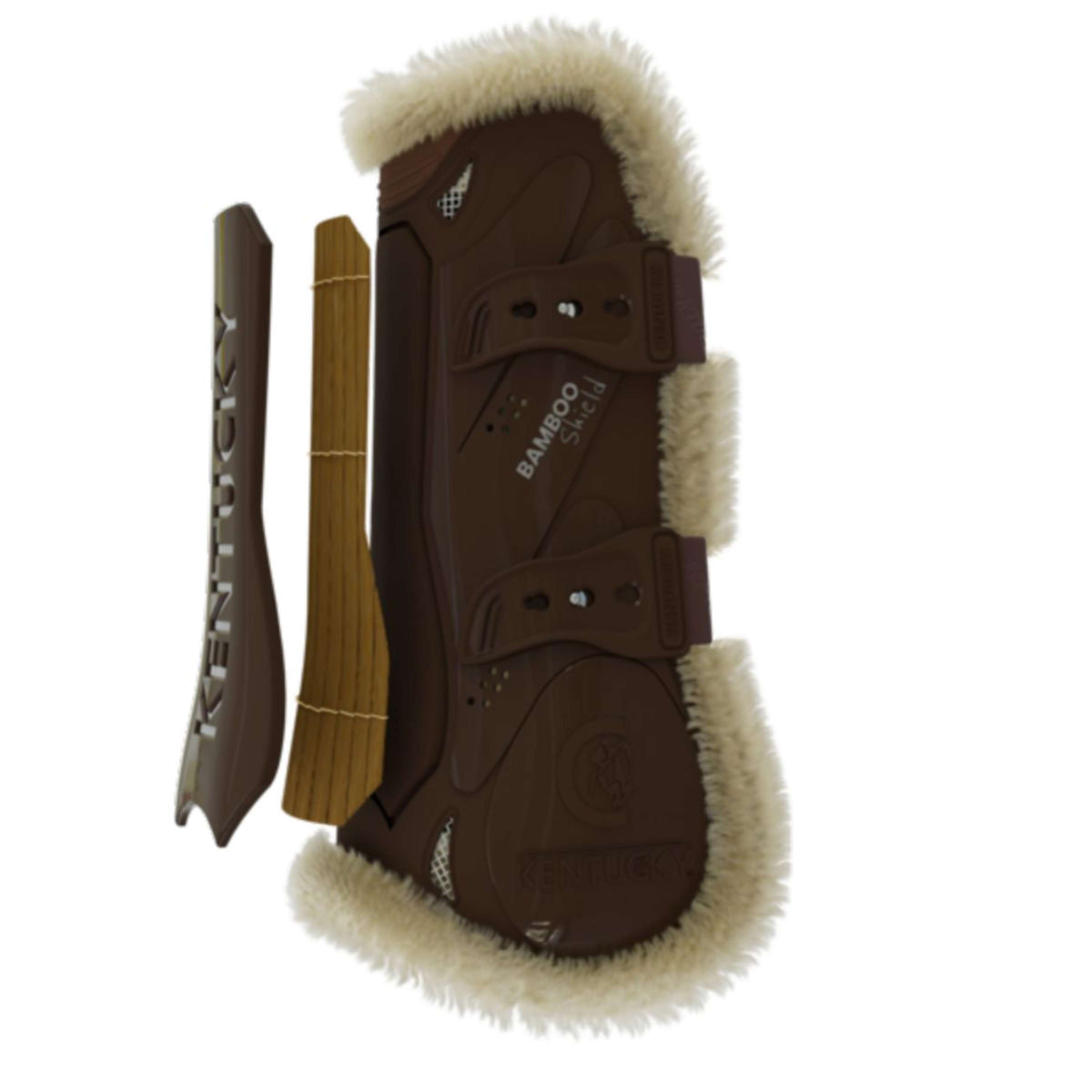 Kentucky Horsewear Stinchiere Bamboo Elastic Vegan Sheepskin Marrone