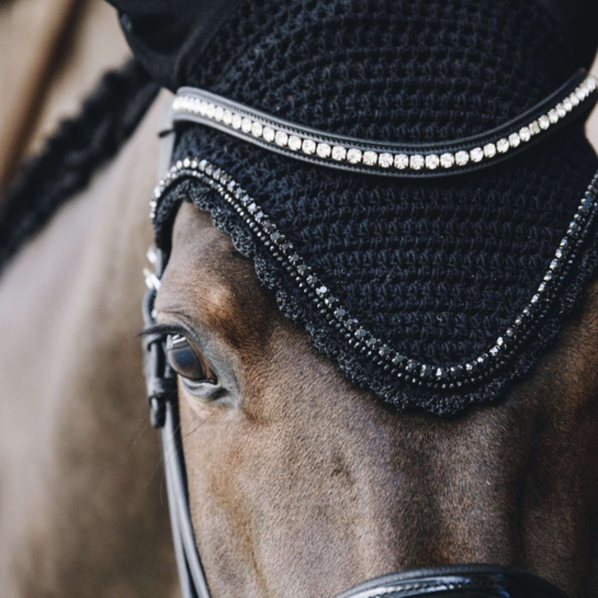 Kentucky Horsewear Copriorecchie Long Stone & Pearl Soundless Nero