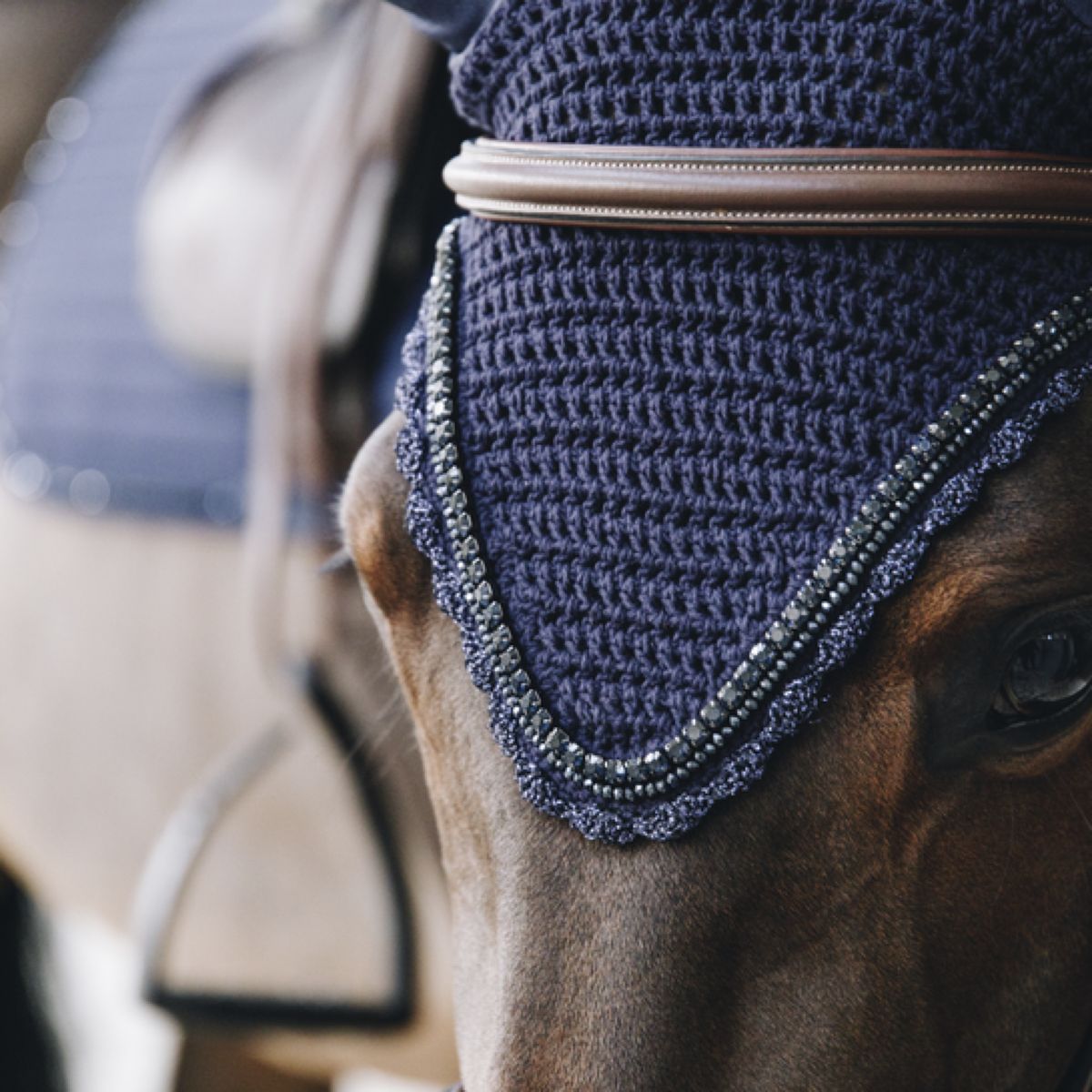 Kentucky Horsewear Copriorecchie Long Stone & Pearl Dark Navy