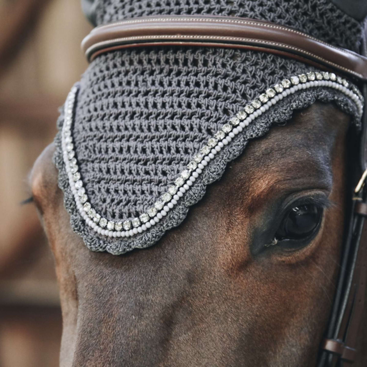 Kentucky Horsewear Copriorecchie Long Stone & Pearl Soundless Grigio