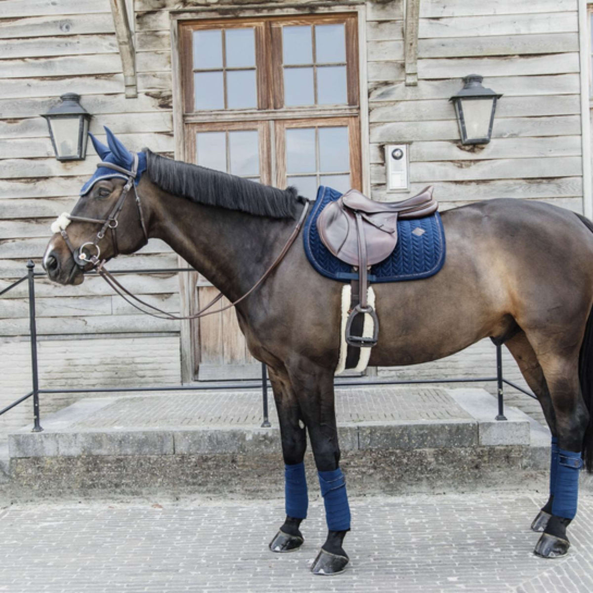 Kentucky Horsewear Cuffietta Wellington Velvet Pearls Navy