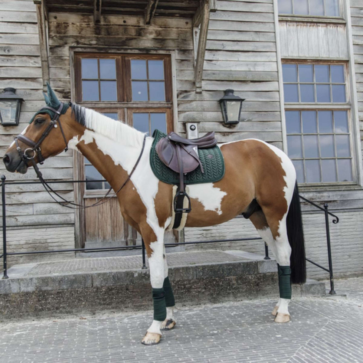 Kentucky Horsewear Cuffietta Wellington Velvet Pearls Pine Green