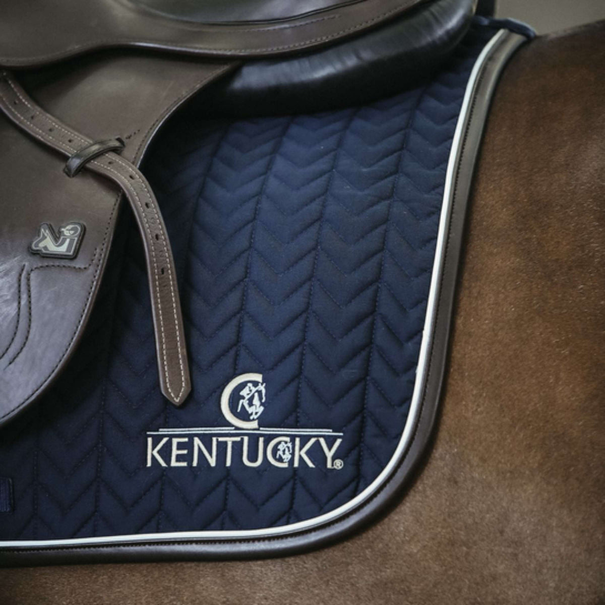 Kentucky Horsewear Sottosella a molla Fishbone Pelle Navy