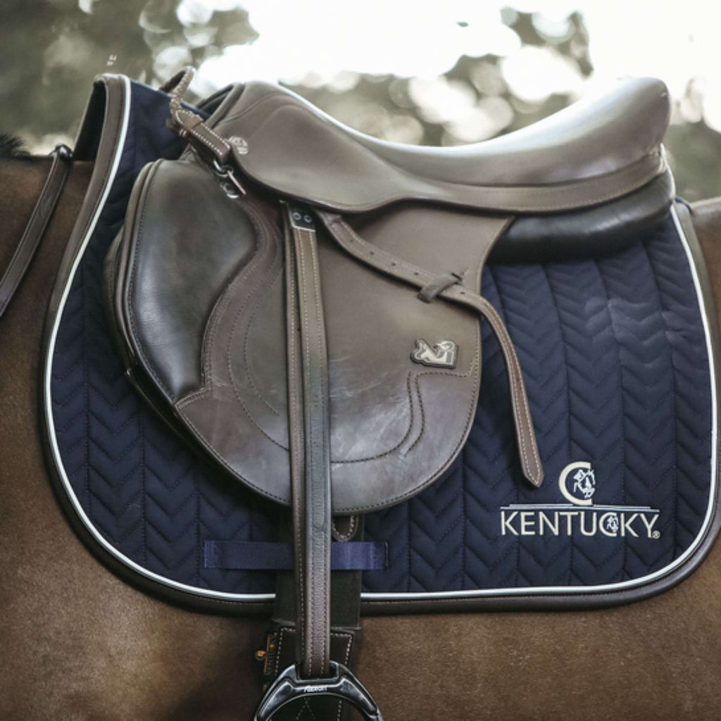 Kentucky Horsewear Sottosella a molla Fishbone Pelle Navy