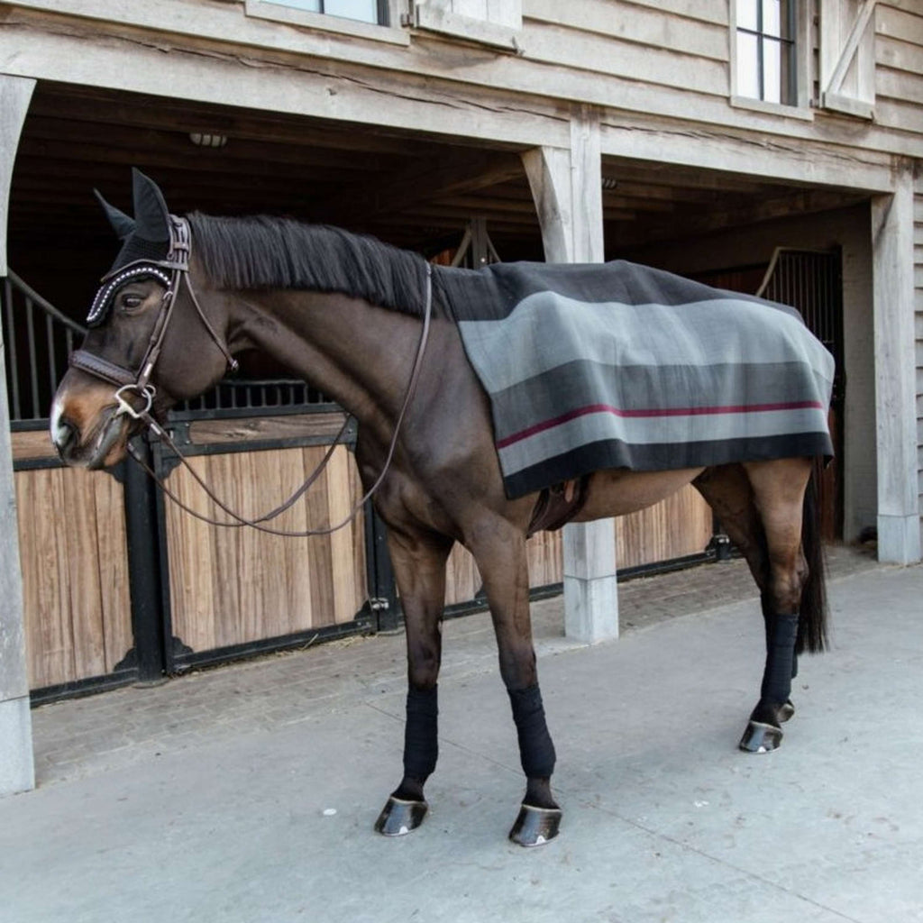 Kentucky Horsewear Coperta in Pile Heavy Square Stripes Nero/Grigio
