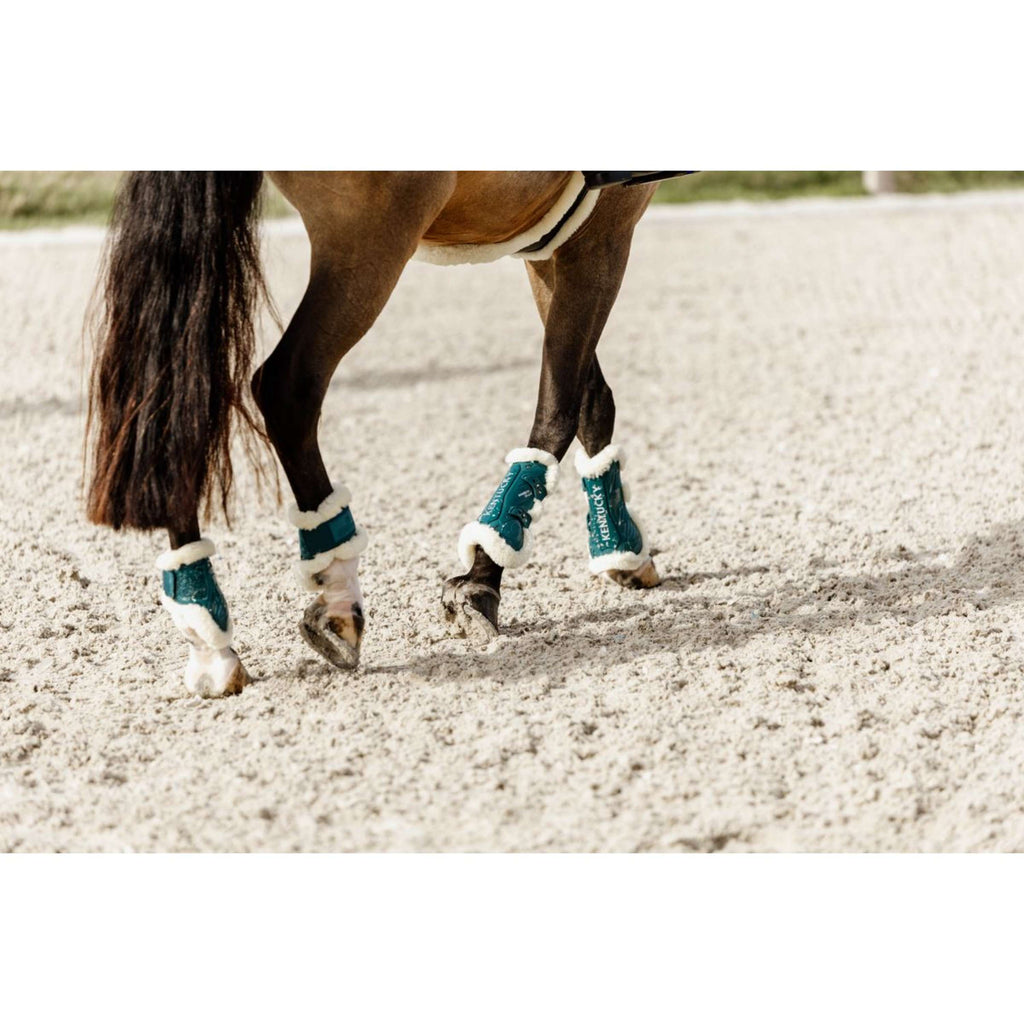 Kentucky Horsewear Stinchiere Bamboo Elastic Vegan Sheepskin Smeraldo