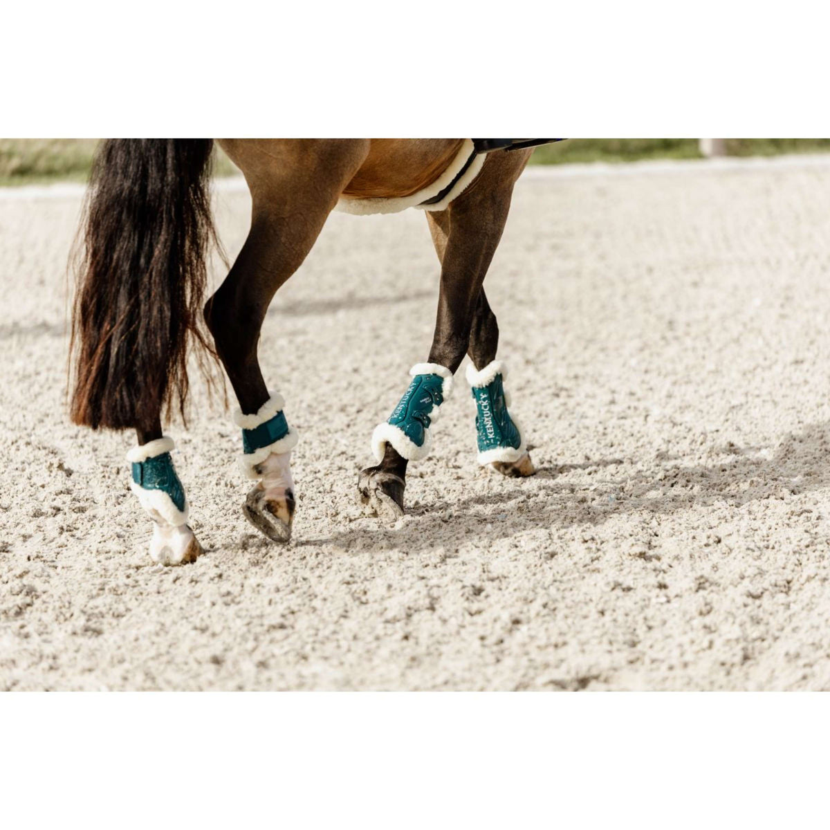 Kentucky Horsewear Stinchiere Bamboo Elastic Vegan Sheepskin Smeraldo