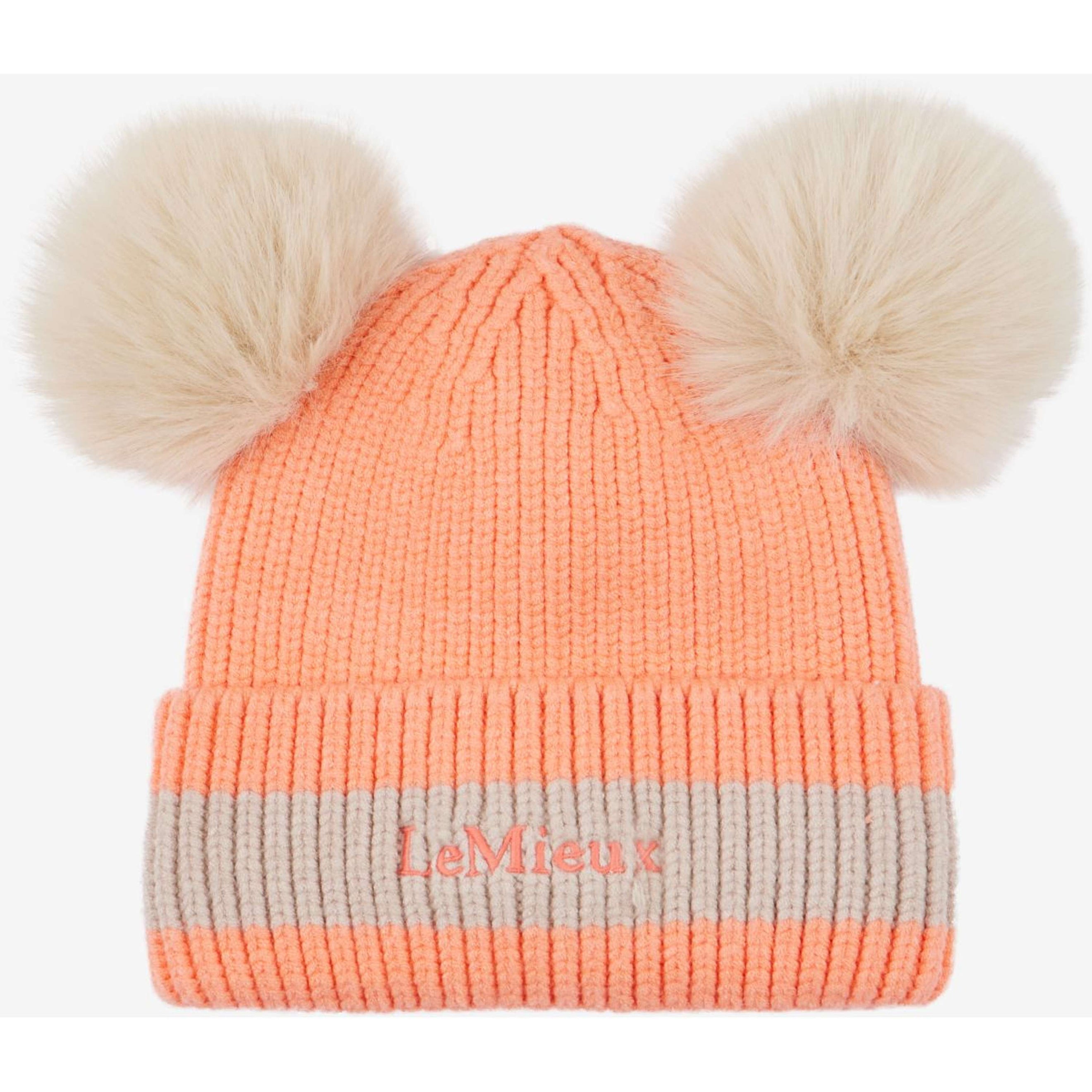 LeMieux Beanie Mini Double Pom Bambini Peach Punch