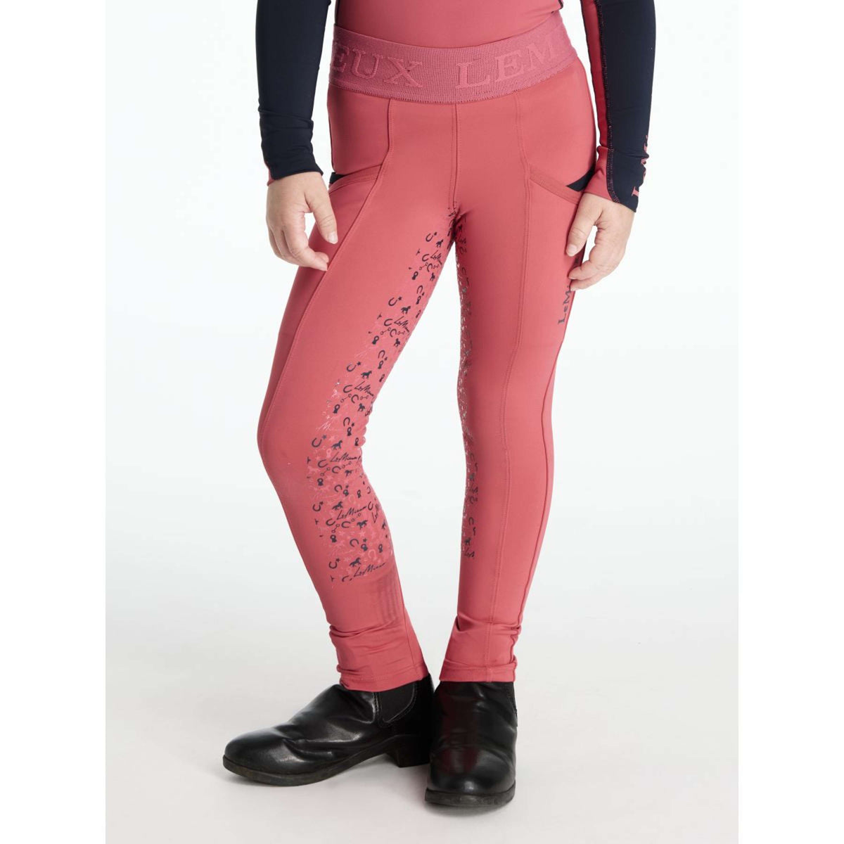 LeMieux Leggings da Equitazione Mini Full Grip Bambini Cranberry