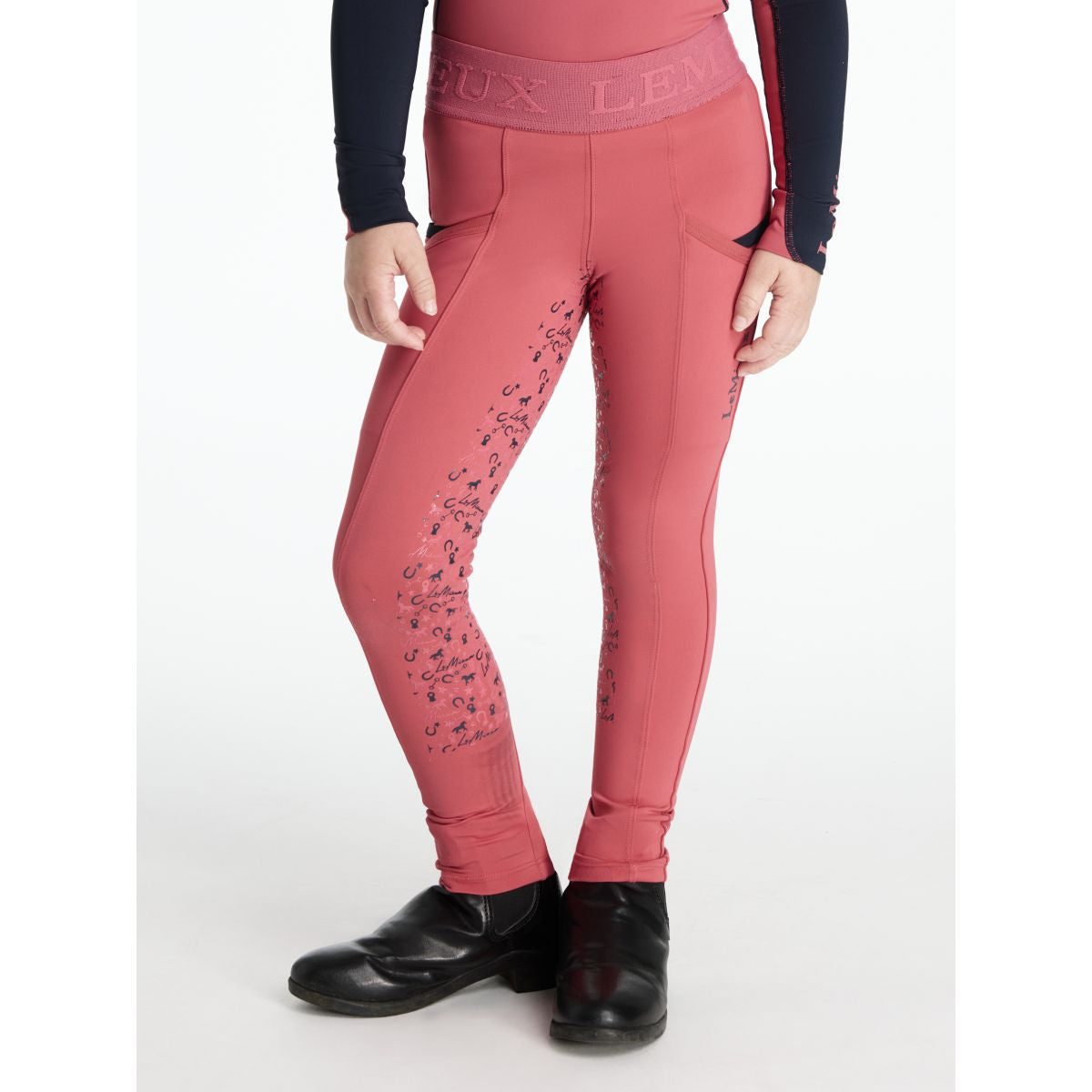 LeMieux Leggings da Equitazione Mini Full Grip Bambini Cranberry