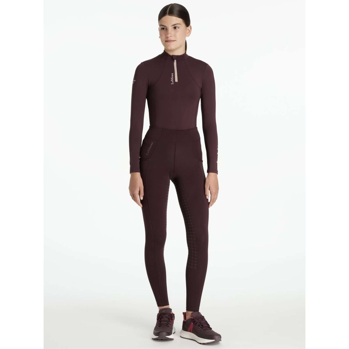 LeMieux Leggings da Equitazione Young Rider Orla Full Grip Damson