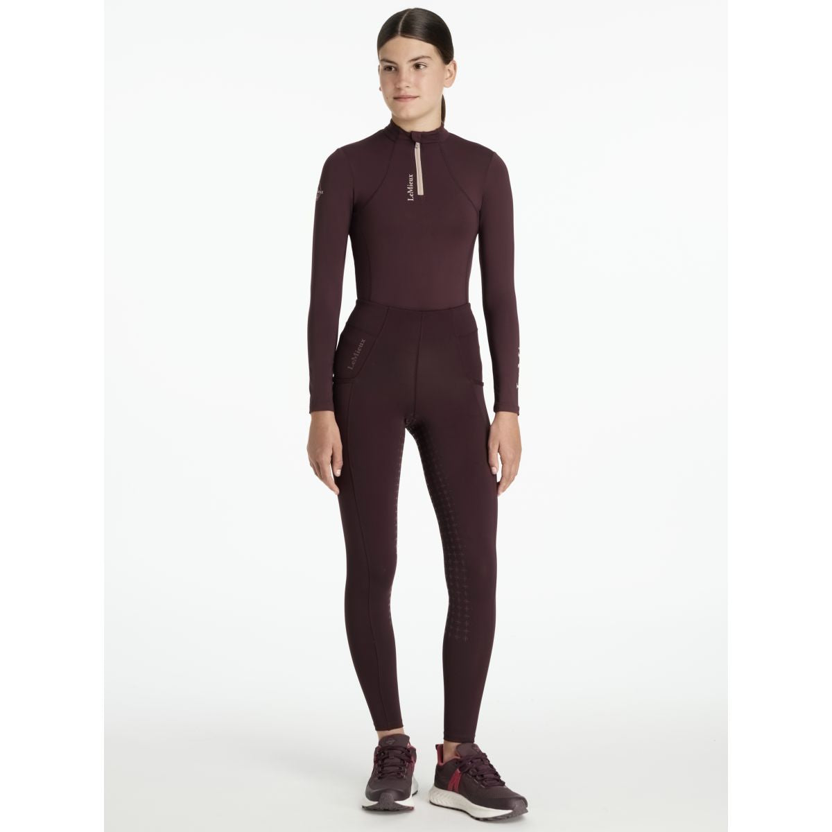LeMieux Leggings da Equitazione Young Rider Orla Full Grip Damson