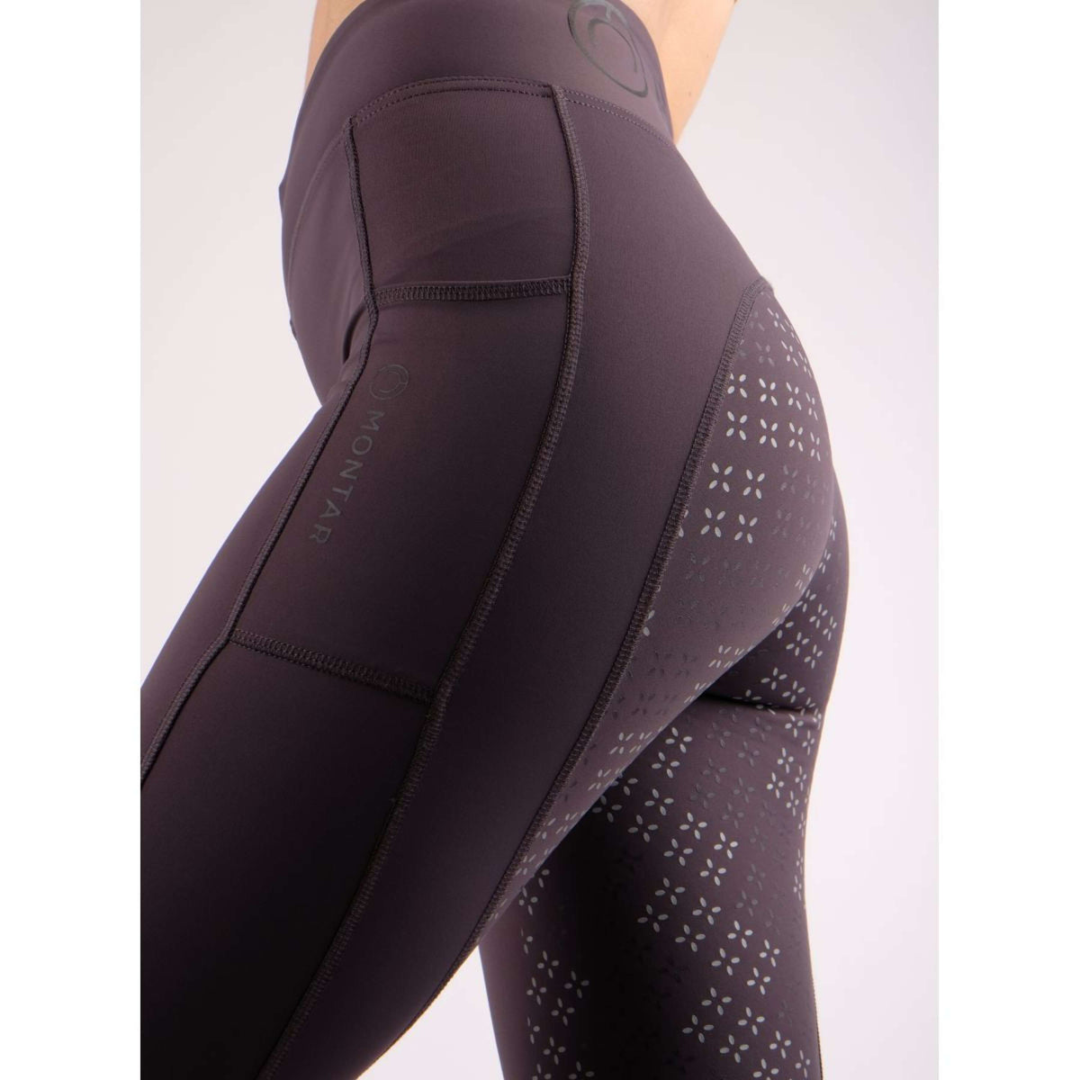 Montar Leggings da Equitazione Selena Pull On FullGrip Grigio