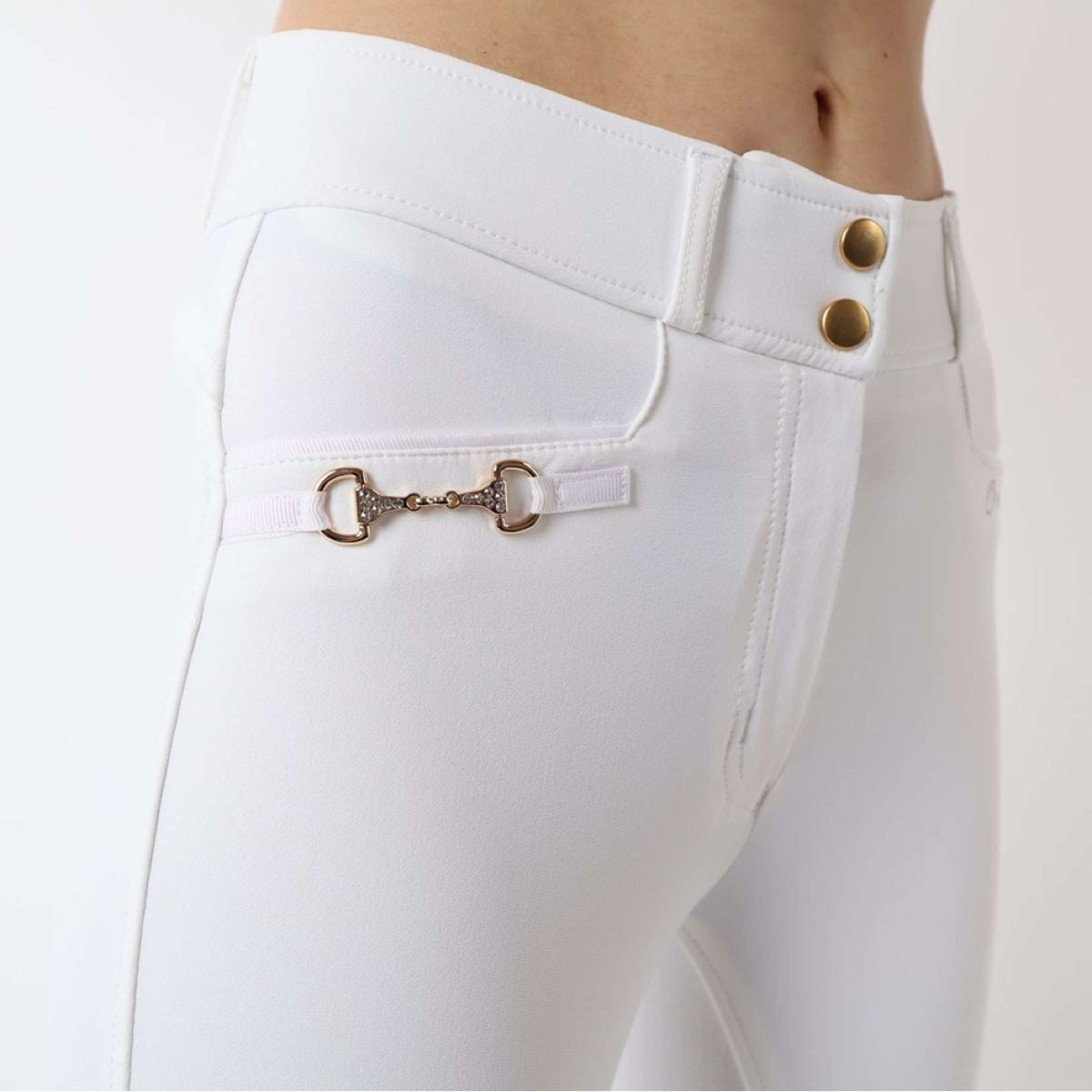 Montar Pantaloni da Equitazione Molly Gold Highwaist Full Grip Bianco