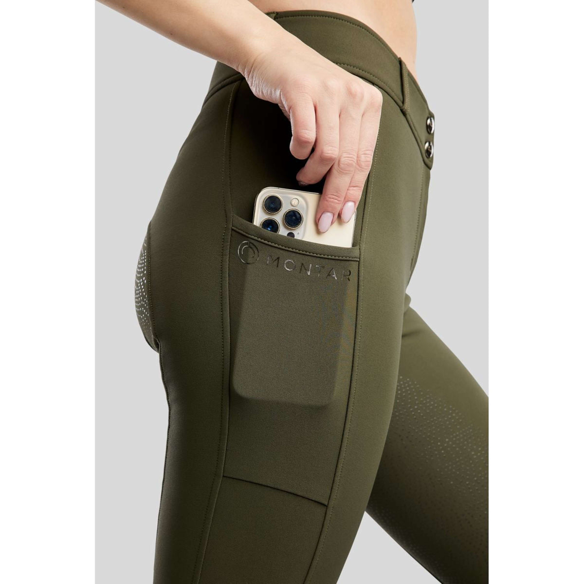 Montar Pantaloni da Equitazione Megan Full Grip Olive