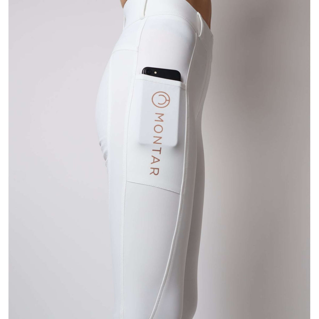 Montar Leggings da Equitazione Michelle Rosegold Logo Bianco