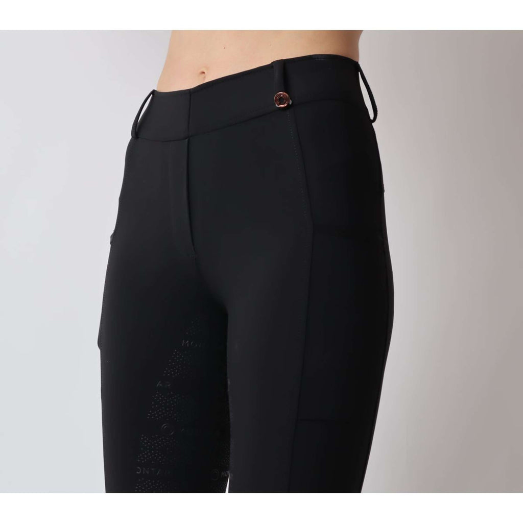 Montar Leggings da Equitazione Michelle Rosegold Logo Nero