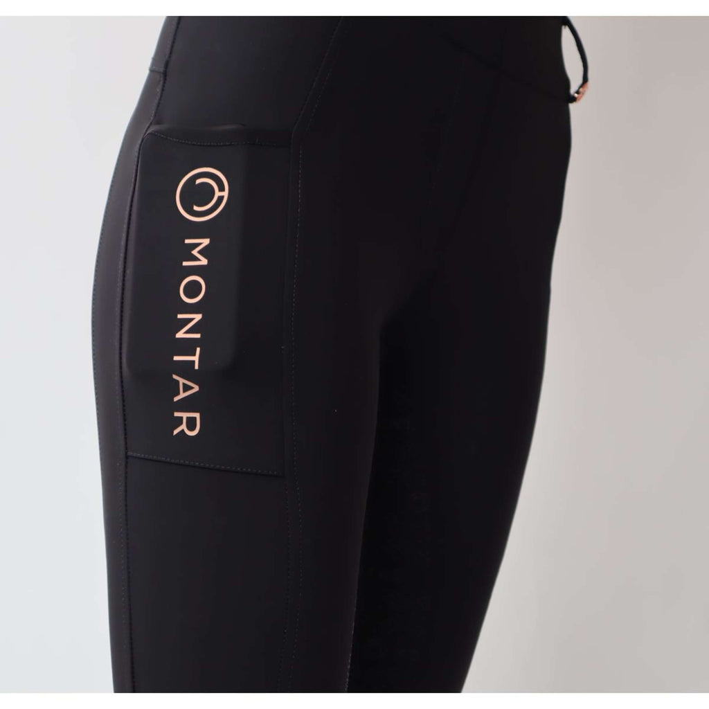 Montar Leggings da Equitazione Michelle Rosegold Logo Nero