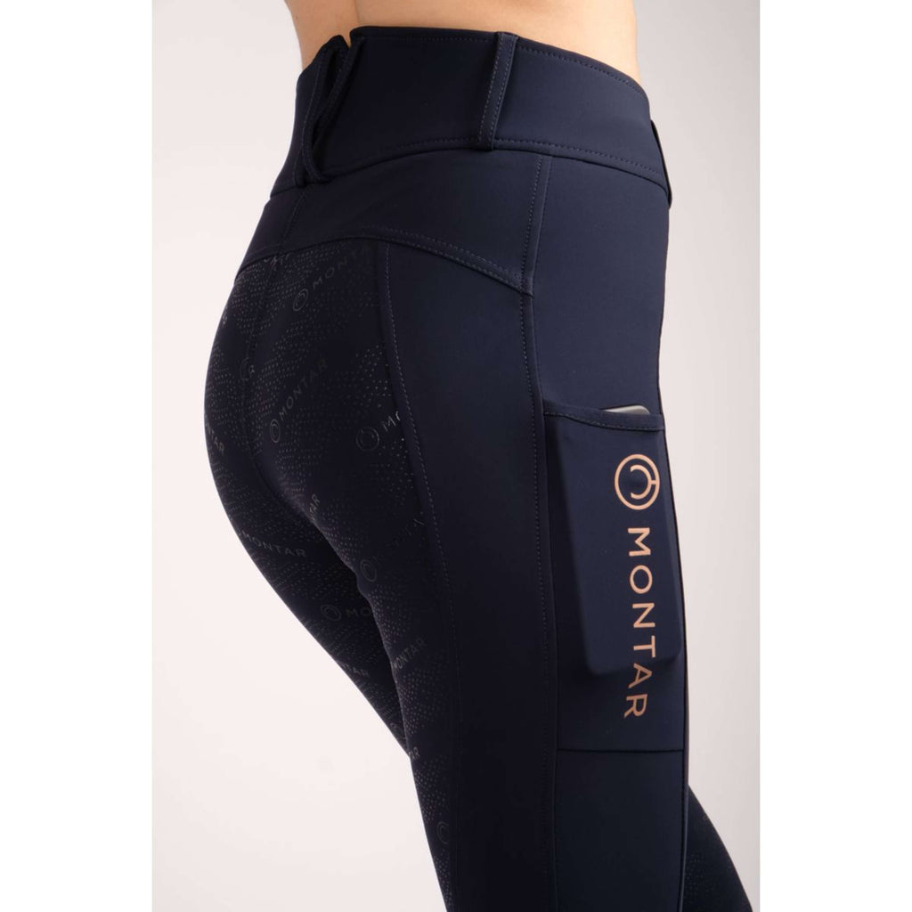 Montar Leggings da Equitazione Michelle Rosegold Logo Navy