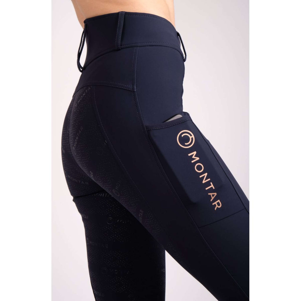 Montar Leggings da Equitazione Michelle Rosegold Logo Navy