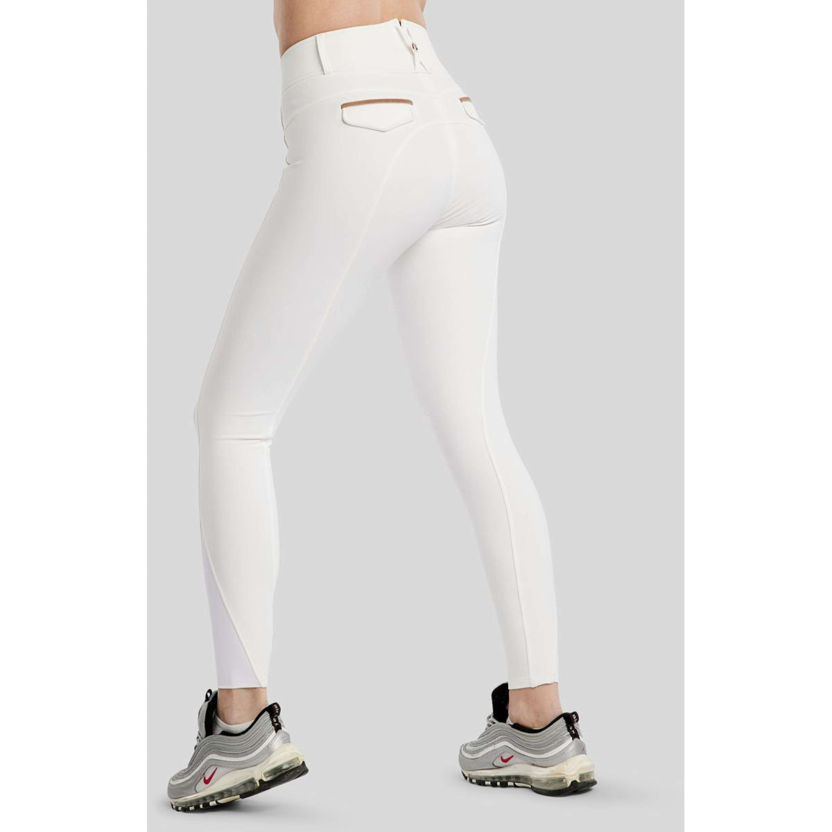 Montar Pantaloni da Equitazione MoGlenda Full Grip Bianco